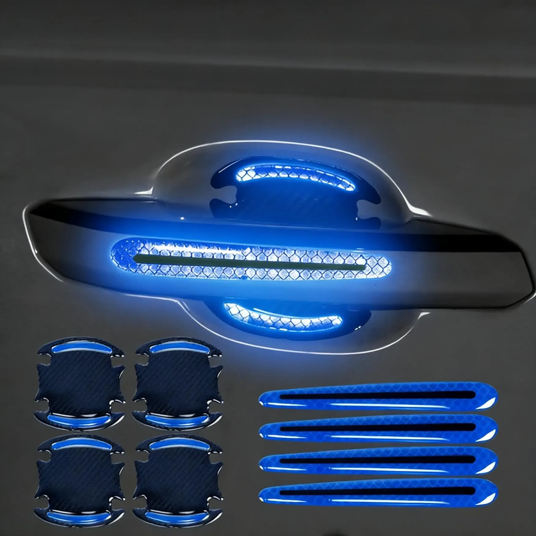 8Pcs Car Door Bowl Stickers, Anti-scratch Door Handle Warning Reflective Stickers, Door Handle Stickers, Paint Scratches Soft Rubber Protective Film, Christmas Decorations,to Protect The Car Door Handles from Scratches