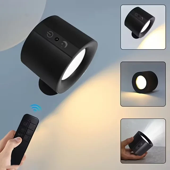 1pc LED壁灯 室内壁灯引导个面发光磁性壁灯360旋转多功能壁灯三色可调式触摸遥控 USB 充电式家庭照明适用