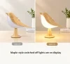 Bird Table Lamp Rechargeable Touch Dimmable LED Night Light Wood Grain Bedside Decor for Bedroom Nursery Gift 5