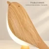 Bird Table Lamp Rechargeable Touch Dimmable LED Night Light Wood Grain Bedside Decor for Bedroom Nursery Gift 2