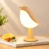 Bird Table Lamp Rechargeable Touch Dimmable LED Night Light Wood Grain Bedside Decor for Bedroom Nursery Gift 4