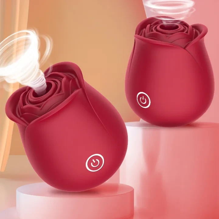 女性玫瑰吸吮振动器，10种吸力模式阴蒂刺激器，可充电玫瑰成人玩具，女性愉悦按摩器，浪漫女性礼物，女性情趣玩具