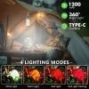 1 USB rechargeable hanging tent light, LED portable camping lantern with hook, bright multifunctional emergency lantern, suitable for hiking, gifting, fishing, trekking, maintenance, and emergency lighting 2