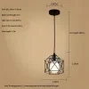 Industrial-style pendant light, adjustable hanging fixture, vintage farmhouse chandelier with metal cage and E26 socket, suitable for kitchen island, dining room, living room (bulb not included) 7