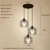 Industrial-style pendant light, adjustable hanging fixture, vintage farmhouse chandelier with metal cage and E26 socket, suitable for kitchen island, dining room, living room (bulb not included) 1