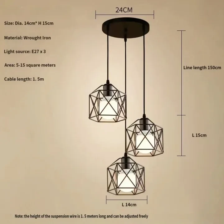 3-Head Round Disk Pendant Light / Does not include bulb