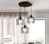 Industrial-style pendant light, adjustable hanging fixture, vintage farmhouse chandelier with metal cage and E26 socket, suitable for kitchen island, dining room, living room (bulb not included) 4