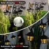 6 LED Solar Garden Lights, Warm White Vintage Lantern Pathway Stake Lights with Adjustable Stems, IP65 Waterproof Dusk-to-Dawn Outdoor Landscape Lighting for Patio Lawn Wedding Decor 6