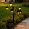 6 LED Solar Garden Lights, Warm White Vintage Lantern Pathway Stake Lights with Adjustable Stems, IP65 Waterproof Dusk-to-Dawn Outdoor Landscape Lighting for Patio Lawn Wedding Decor 4