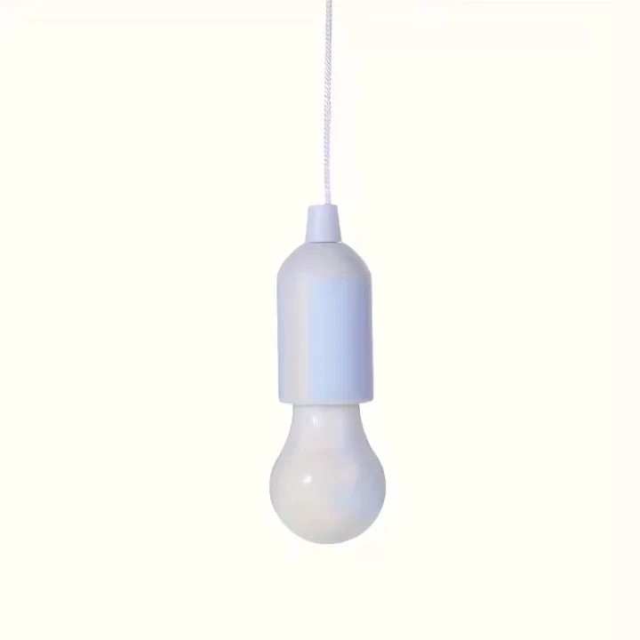 Battery Operated LED Hanging Bulb Night Light, Portable Vintage Pendant Lamp with 110cm Pull String, Colorful Retro Hanging Light for Bedroom, Party, Camping, Office & Cabinet Decor