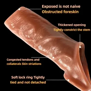 Men's bold exposed glans open wolf tooth sleeve soft silicone penis sheath anti-slip foreskin cover