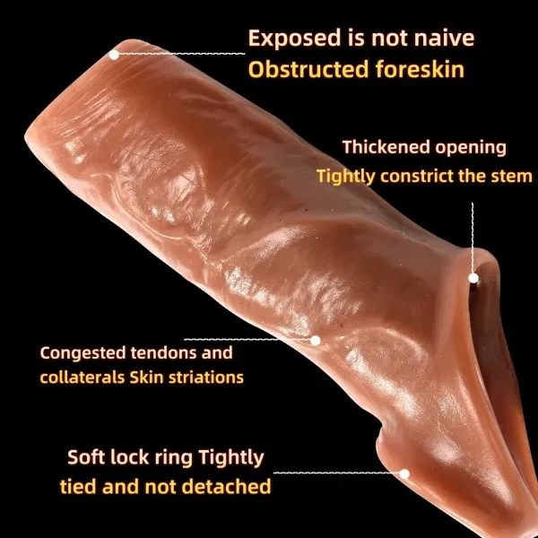 Men's bold exposed glans open wolf tooth sleeve soft silicone penis sheath anti-slip foreskin cover 1