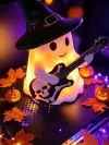 Lámpara decorativa de guitarra fantasma para Halloween, adecuada para adultos mayores de 18 años. Lámpara de escritorio LED con diseño divertido de fantasma, ideal como decoración para mesas del hogar, dormitorios, estudios, fiestas y regalo festivo. 2
