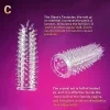 Reusable male condom, comfortable climax penis sleeve for men and women, crystal water-based condom, transparent ribbed wolf tooth rod condom, silicone penis sleeve, elastic textured rivet stretchable penis sleeve 11