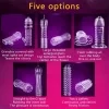Reusable male condom, comfortable climax penis sleeve for men and women, crystal water-based condom, transparent ribbed wolf tooth rod condom, silicone penis sleeve, elastic textured rivet stretchable penis sleeve 8