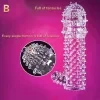 Reusable male condom, comfortable climax penis sleeve for men and women, crystal water-based condom, transparent ribbed wolf tooth rod condom, silicone penis sleeve, elastic textured rivet stretchable penis sleeve 10