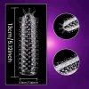 Reusable male condom, comfortable climax penis sleeve for men and women, crystal water-based condom, transparent ribbed wolf tooth rod condom, silicone penis sleeve, elastic textured rivet stretchable penis sleeve 6