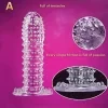 Reusable male condom, comfortable climax penis sleeve for men and women, crystal water-based condom, transparent ribbed wolf tooth rod condom, silicone penis sleeve, elastic textured rivet stretchable penis sleeve 13