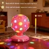 Lámpara de ambiente con bola de discoteca giratoria rosa, giro de 360°, velocidad y brillo ajustables, lámpara relajante ideal para fiestas, Halloween, Navidad, cumpleaños, festividades, clubes y bares (alimentación mediante USB o 3 pilas AA) 6