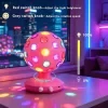 Lámpara de ambiente con bola de discoteca giratoria rosa, giro de 360°, velocidad y brillo ajustables, lámpara relajante ideal para fiestas, Halloween, Navidad, cumpleaños, festividades, clubes y bares (alimentación mediante USB o 3 pilas AA) 5