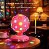Lámpara de ambiente con bola de discoteca giratoria rosa, giro de 360°, velocidad y brillo ajustables, lámpara relajante ideal para fiestas, Halloween, Navidad, cumpleaños, festividades, clubes y bares (alimentación mediante USB o 3 pilas AA) 2