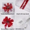 Juego de caja de regalo navideño con luces LED – 3 piezas, decoración transparente con lazos rojos, alimentación por USB y batería, decoración preensamblada para árbol, repisa, interior y exterior 6