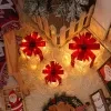 Juego de caja de regalo navideño con luces LED – 3 piezas, decoración transparente con lazos rojos, alimentación por USB y batería, decoración preensamblada para árbol, repisa, interior y exterior 10