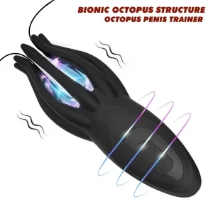 1-piece male sex toy, male masturbator, penis vibrator with 12 vibration modes and 7 electrostimulation modes, handheld vibrator featuring 8 tentacle beads, 360-degree wrap-around adult toy, unisex design