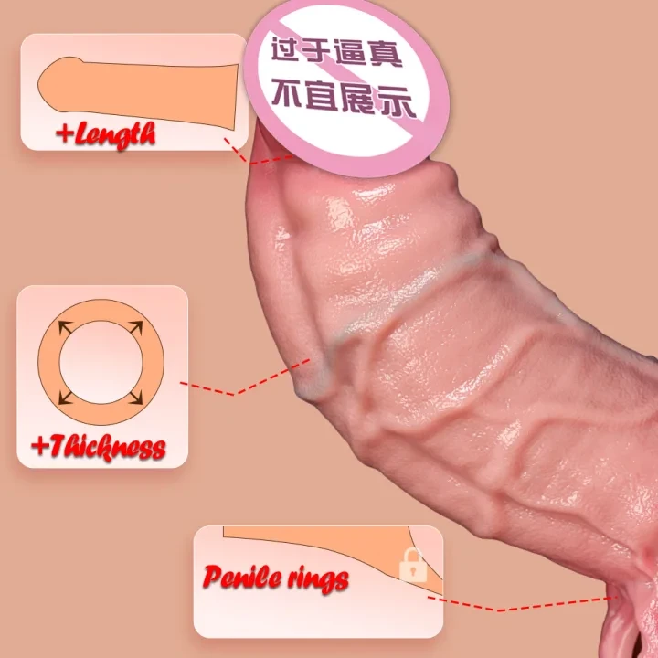 男用加长锁精阴茎套加粗穿戴仿真阳具套