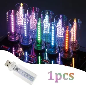 1pc USB Color-Changing Night Light, RGB Multicolor Ambient Lamp, Touch-Controlled Color-Shifting Flashing Night Light, Six-Color Rainbow Atmosphere Light, Multi-Color Changing Small Desktop Decorative Lamp. Compact and portable, this mini creative gift is ideal for car use, birthdays, bedroom lighting, camping, parties, dance clubs, and perfect as a birthday or Christmas holiday gift.