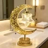 Lámpara de LED con forma de estrella y luna, diseño en relieve, esfera hueca, lámpara decorativa estilo musulmán, lámpara de mesa para dormitorio, iluminación ambiental con forma festiva 8