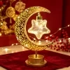 Lámpara de LED con forma de estrella y luna, diseño en relieve, esfera hueca, lámpara decorativa estilo musulmán, lámpara de mesa para dormitorio, iluminación ambiental con forma festiva 7