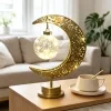 Lámpara de LED con forma de estrella y luna, diseño en relieve, esfera hueca, lámpara decorativa estilo musulmán, lámpara de mesa para dormitorio, iluminación ambiental con forma festiva 6
