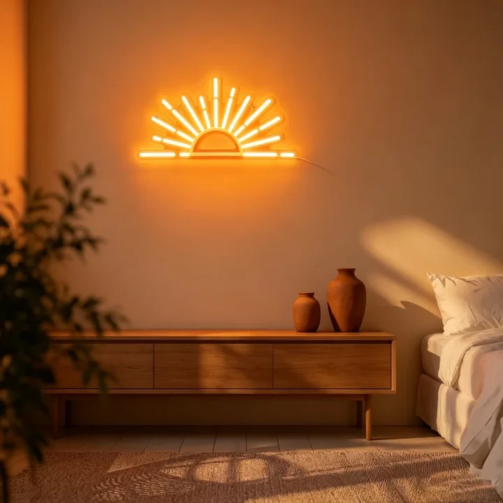 Sunrise Neon Sign, Orange Sunset LED Neon Wall Light with USB Power, Dimmable Silicone Neon Decor for Bedroom, Living Room, Office & Aesthetic Room Decor