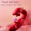 Female masturbation vibrator, triple-function tongue vibrator with 7 modes of tapping, vibration, and licking. Insertable design with hollow tapping for G-spot stimulation, precisely targeting clitoris, G-spot, and anus. Easy to clean, fun couple's toy, suction vibrating dildo 6