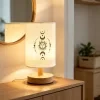 Modern USB-powered flax desk lamp with sun and moon design, creative table light and desktop ornament, ideal for bedside decoration, perfect for living room and bedroom ambiance lighting. A wonderful gift for family and friends. 3