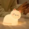 Lámpara de noche de silicona con forma de gato para niños – Lámpara táctil recargable con 7 colores RGB, 3 niveles de brillo y temporizador de 30 minutos, lámpara nocturna USB-C para bebés, ideal para niños y niñas 3