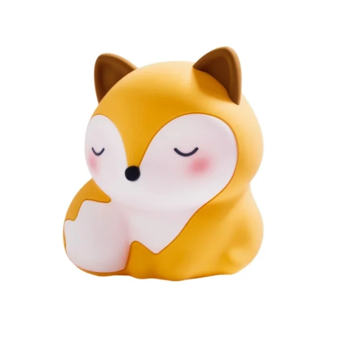 Lámpara de noche de silicona con forma de zorro pequeño / 1 unidad