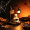 Cute Halloween Ghost LED Night Light – 3D Reading Book Lamp with Hanging Lantern, Resin Desk & Shelf Decor for Bedroom, Kids Room, Book Lovers 5