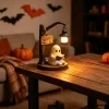 Cute Halloween Ghost LED Night Light – 3D Reading Book Lamp with Hanging Lantern, Resin Desk & Shelf Decor for Bedroom, Kids Room, Book Lovers 7