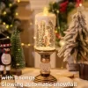 Flameless LED Christmas Candle with Rotating Snowfall & Built-in Music, Vintage Gold Candle Holder with Santa and Snowman Scene, Holiday Home Decor Gift 6