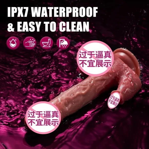 Rechargeable Thrusting Dildo with Tongue Licking Heating Vibration and Suction Cup Silicone Adult Toy for Women 1