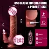 Rechargeable Thrusting Dildo with Tongue Licking Heating Vibration and Suction Cup Silicone Adult Toy for Women 2