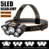 Rechargeable LED Headlamp USB Charging Adjustable Angle Waterproof for Outdoor Hiking Camping Fishing Running 3