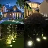 Juego de 8 luces solares enterradas material acero inoxidable 8 LED con luz cálida blanca impermeable con detección automática iluminación para senderos exteriores y jardines 6