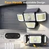 Lámpara solar con sensor de movimiento farola exterior cabezal ajustable en gran ángulo múltiples modos resistente al agua seguridad para jardín y garaje 4