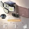 Lámpara solar con sensor de movimiento farola exterior cabezal ajustable en gran ángulo múltiples modos resistente al agua seguridad para jardín y garaje 6