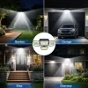 Lámpara solar con sensor de movimiento farola exterior cabezal ajustable en gran ángulo múltiples modos resistente al agua seguridad para jardín y garaje 3