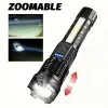 Rechargeable LED Flashlight Two Pack Zoomable COB Side Light Waterproof for Camping Hiking Emergency 4
