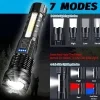Rechargeable LED Flashlight Two Pack Zoomable COB Side Light Waterproof for Camping Hiking Emergency 2